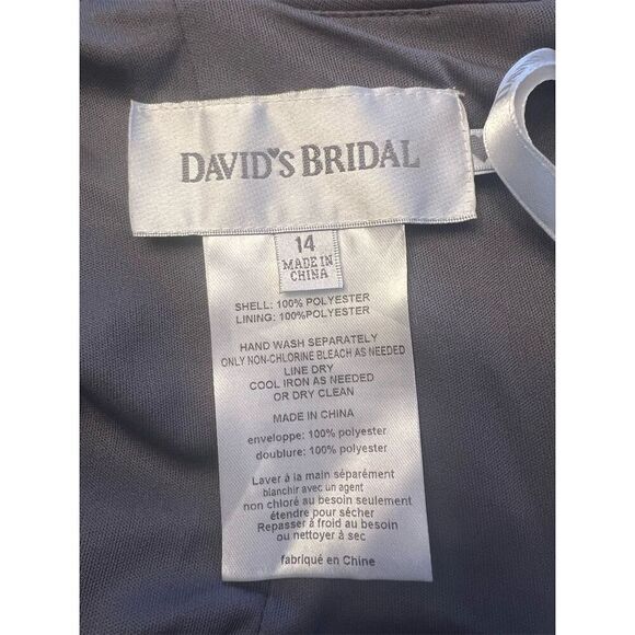NWT David's Bridal Short Strapless Mesh Bridesmaid Dress Size 14 Pewter - Picture 6 of 9